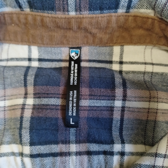 Kuhl Womens Tess Flannel Long Sleeve Shirt Snap Button Sz L Corduroy Cuffs Gorpc - Picture 2 of 13